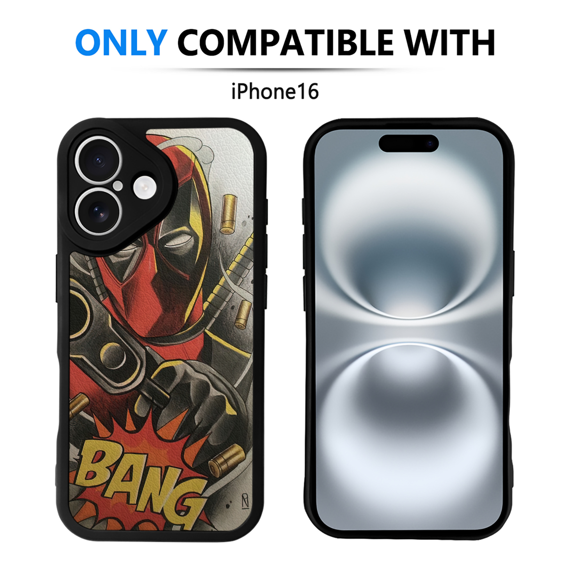 （画像用） Deadpool デッドプール 【iPhone 16シリーズ対応】シリコンスマホケース（レザー調） 材質：シリコン